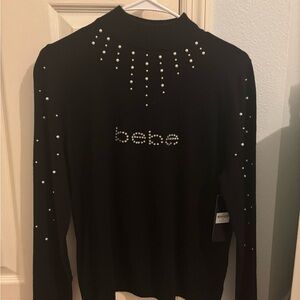 Bebe Black Pearl Embellished Women's Top